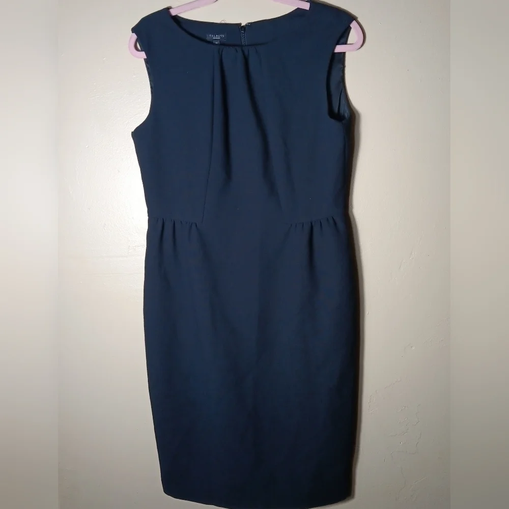 Talbots little black sleeveless dress. Lined. Back zipper. Knee length. Size 10